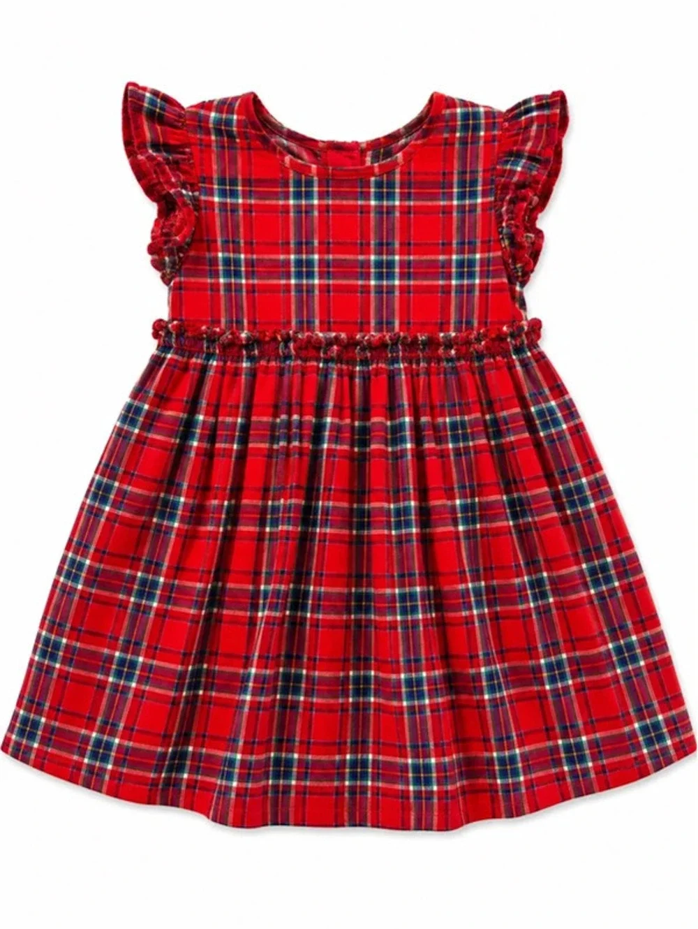 Gymboree Holiday Red Plaid Ruffle Dress 12–18 Months Christmas Rayon